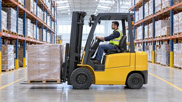 Forklift operator in a Florida distribution center